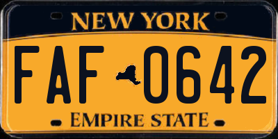 NY license plate FAF0642