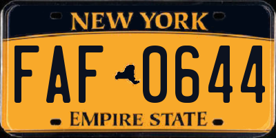 NY license plate FAF0644