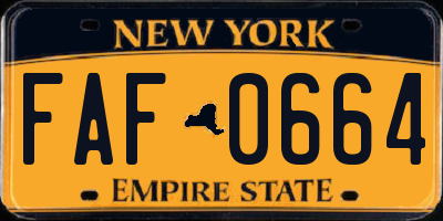 NY license plate FAF0664