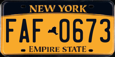 NY license plate FAF0673