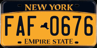 NY license plate FAF0676