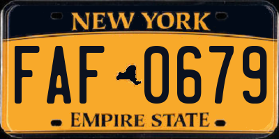 NY license plate FAF0679