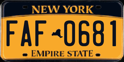 NY license plate FAF0681