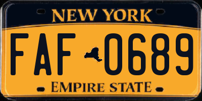 NY license plate FAF0689