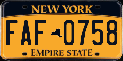NY license plate FAF0758