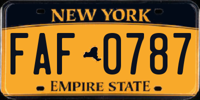 NY license plate FAF0787