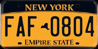 NY license plate FAF0804