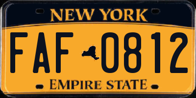 NY license plate FAF0812