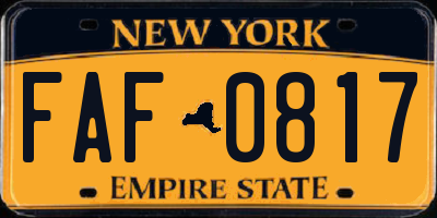 NY license plate FAF0817