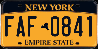 NY license plate FAF0841