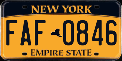 NY license plate FAF0846