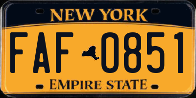 NY license plate FAF0851