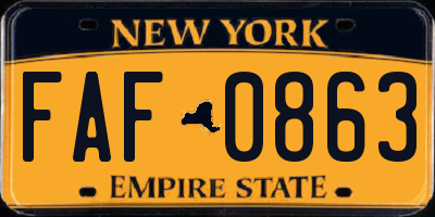 NY license plate FAF0863