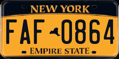 NY license plate FAF0864