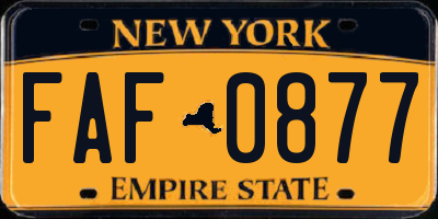 NY license plate FAF0877