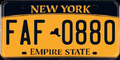 NY license plate FAF0880