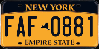 NY license plate FAF0881
