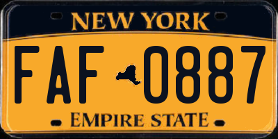 NY license plate FAF0887