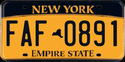 NY license plate FAF0891