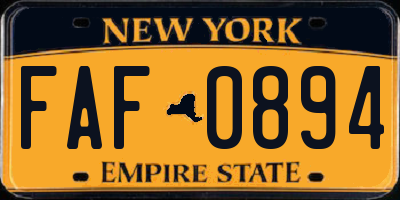 NY license plate FAF0894