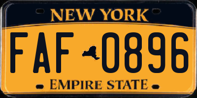 NY license plate FAF0896