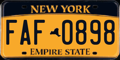 NY license plate FAF0898