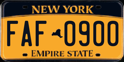 NY license plate FAF0900