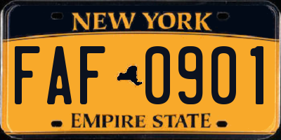 NY license plate FAF0901