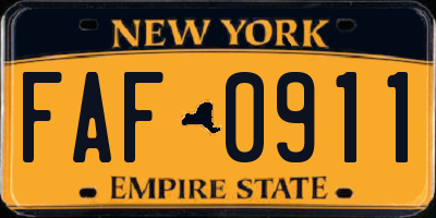 NY license plate FAF0911