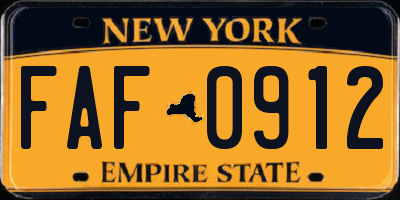 NY license plate FAF0912