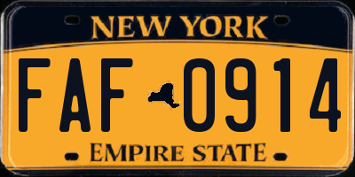 NY license plate FAF0914