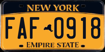 NY license plate FAF0918