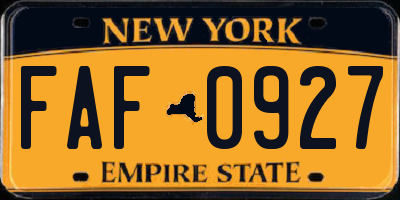 NY license plate FAF0927