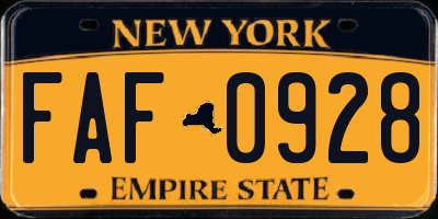 NY license plate FAF0928