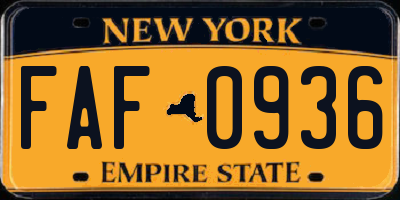 NY license plate FAF0936