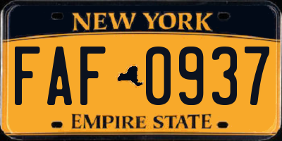 NY license plate FAF0937