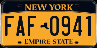 NY license plate FAF0941