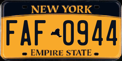 NY license plate FAF0944