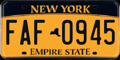 NY license plate FAF0945