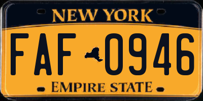 NY license plate FAF0946