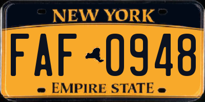 NY license plate FAF0948