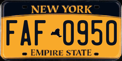 NY license plate FAF0950