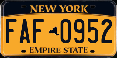 NY license plate FAF0952