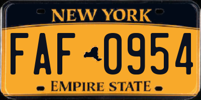 NY license plate FAF0954