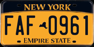 NY license plate FAF0961