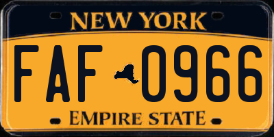 NY license plate FAF0966