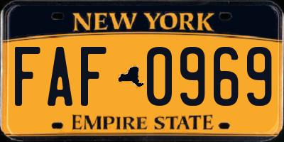 NY license plate FAF0969