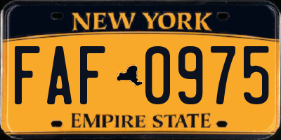 NY license plate FAF0975