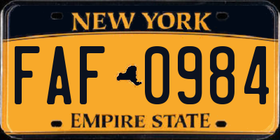 NY license plate FAF0984