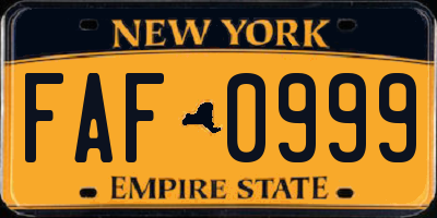 NY license plate FAF0999